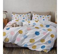 SMBHIAON Minimalist Style Duvet Cover, King Bedding Set, Gold Sequined Polka Dot Pattern Queen Duvet with Zipper Closure and Corner Ties, Ultra Soft Breathable, Easy Care, Powder Blue