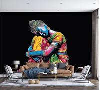 SMBHIAON Modern Art Mural Wallpaper,Sleeping Buddha Design Panoramic Wallpaper, Wall Mural Decoration Poster 200 × 140 Cm Murals for Living Room Bedroom Hallway, Blue Yellow