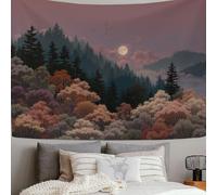 SMBHIAON Moonlight Spills Into The Forest Tapestry Autumn Forest Scenery Tapestry For Bedroom Aesthetic Pink Tapestries Wall Hanging For Room Decor(230 X 150 Cm)
