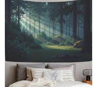 SMBHIAON Mysterious Forest Scenery Tapestry, Sunlight Filters Through The Trees Tapestry Wall Hanging For Bedroom, Dark Green Tapestries Living Room College Dorm Home Decor,230 X 180 Cm