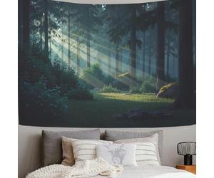 SMBHIAON Mysterious Forest Scenery Tapestry, Sunlight Filters Through The Trees Tapestry Wall Hanging For Bedroom, Dark Green Tapestries Living Room College Dorm Home Decor,230 X 180 Cm