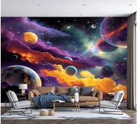 SMBHIAON Nebulae Planets and Celestial Bodies Wallpaper,Cosmic Landscapes Photo Wallpaper Purple Wall Mural Wall Covering for Bedroom Adults Teenager Living Room Lounge Hallway 300 × 210 Cm