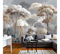 SMBHIAON Panoramic Mystical Rainforest Silk Wallpaper, Custom Format Natural Plants Tree Design Giant Wall Poster for Living Room Bedroom,Gray Beige