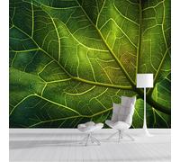 SMBHIAON Panoramic Wallpaper,Plant Leaf Texturesilk Cloth Wall Murals,Green Leaf Vein Texture Mural Wallpaper for Living Room Bedroom Home Decoration,Green,400 × 280 Cm