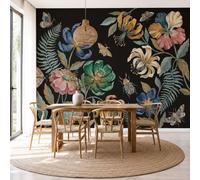 SMBHIAON Papier Peint Panoramique 3D European Retro Floral Clusters 300 × 210 cm Flowers Insects Fern Leaves Tapisserie Papier Peint Pour Chambre Salon Chambre Décoration Murale,Yellow Blue