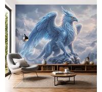 SMBHIAON Papier Peint Panoramique 3D Magical Realistic Animals 250 × 175 cm Griffin Sea of Clouds Tapisserie Papier Peint Pour Chambre Salon Chambre Décoration Murale,Light Blue