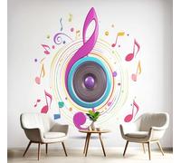 SMBHIAON Photo Wallpaper Cartoon Music 250 × 175 Cm - Wall Mural Deco Music Horn Pattern Wallpaper for Living Room - Home Decoration Bedroom Kitchen Wall Paper - Purple