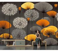 SMBHIAON Photo Wallpaper Dandelion Pattern 400 × 280 Cm - Wall Mural Deco Non-Woven Art Print Wallpaper for Living Room - Home Decoration Bedroom Kitchen Wall Paper - Medieval Modern Style-Grey
