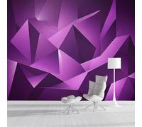 SMBHIAON Photo Wallpaper Purple Polygons 300 × 210 Cm - Wall Mural Deco Non-Woven Art Print Wallpaper for Living Room - Home Decoration Bedroom Kitchen Wall Paper - Abstract Geometry-Lavender Purple