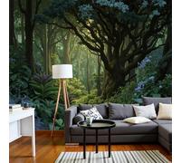 SMBHIAON Photo Wallpaper Secluded Forest Path 450 × 315 Cm - Sunlight Filters Through The Leaves Wall Mural Home Decoration Dark Green Murals Wall Art Modern Design Art Print Bedroom Living Room