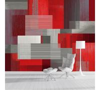 SMBHIAON Photo Wallpaper Stripes Rectangular Patterns 250 × 175 Cm - Wall Mural Deco Non-Woven Art Print Wallpaper for Living Room - Home Decoration Bedroom Kitchen Wall Paper - Abstract Geometry-Red