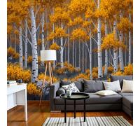 SMBHIAON Poplar Forest Pattern Wall Mural -Yellow Naturalistic Realism, 3D Panoramic Wallpaper, 250 × 175 Cm, Wall Sticker Poster for Living Room, Bedroom & Home Decoration