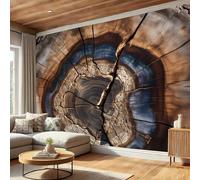 SMBHIAON Realistic Old Tree Stump Mural Wallpaper for Living Room Tree Trunk Cross Section Wall Mural for Tv Backdrop Bedroom Hallway Hall Lounge - 250 × 175 Cm,Brown