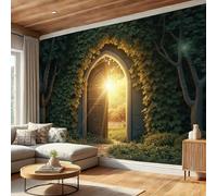 SMBHIAON Secret Garden Wall Mural 3D Vines Arches Sunlight Wallpaper Large Gold Wall Wallpaper for Living Room Bedroom 300 × 210 Cm