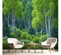 SMBHIAON Spring Natural Scenery Murals,Panoramic View of A Dense Poplar Forest Wall Mural Wallpaper, Forest Green Wallpaper for Bedroom Living Room 150 × 105 cm Artwork Background Wall Stickers