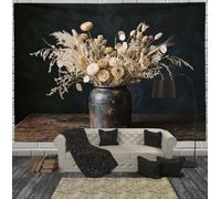 SMBHIAON Still Life Flowers Tapestry,Dried Hydrangea Tin Can Aesthetic Wall Hanging, Brown Tapestries for Bedroom, Living Room - 100 x 75 cm