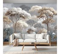 SMBHIAON Strange Plants Trees Wall Mural - Ancient Rainforest Illustrations,250 × 175 Cm Wallpaper Poster for Bedroom, Living Room & Home Decoration,Beige