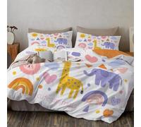 SMBHIAON Super king Blue Duvet Cover Set,Cartoon Illustrations Reversible Bedding Set With Zip Closure,Animal And Weather Icons Soft MicrofibreKids Duvet Cover 260 × 220 cm with 50x75 cm Pillowcase