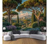 SMBHIAON Tall Pine Forest Design Photo Wallpaper - 450×315 cm Wall Mural - Mediterranean Landscape Bedroom Living Room Decoration Poster,Dark Green