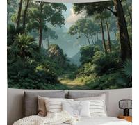 SMBHIAON Tall Pine Trees Jungle Vegetation Tapestry, Tropical Rainforest Wall Hanging Tapestries,Dark Green Wall Art For Bedroom Living Room,200 X 150 Cm