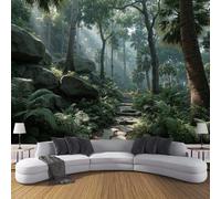 SMBHIAON Tall Trees Path Pattern Wallpaper,Tropical Rainforest Scene Photo Wallpaper Forest Green Wall Mural Wall Covering for Bedroom Adults Teenager Living Room Lounge Hallway 400 × 280 cm