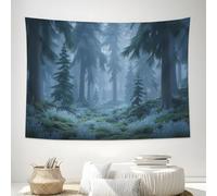 SMBHIAON Tapestry Ancient Pine Moss Wall Hanging Misty Forest Tapestries Poster Decor For College Dorm Beach Throws Table Cloth Bedding Wall Blanket,150 X 130 Cm, Bluish-Gray Green
