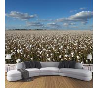 SMBHIAON Vast Cotton Fields Photo Wallpaper - 150 × 105 cm Wall Mural - Natural Landscape Bedroom Living Room Decoration Poster,Blue