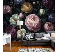 SMBHIAON Wallpaper Wall Mural Pinkbaroque Style Peony Rose Elements 350 × 256 Cm 3D Photo Wallpaper Silk Walls Mural Poster, for Living Room Bedroom Tv Background Wall Decor Murals