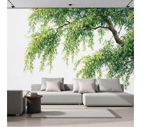 SMBHIAON Watercolor Painting of Weeping Willow Photo Wallpaper - Green Plants Wall Mural,300 × 210 Cm,Green, Decorative Poster for Living Room, Kitchen & Bedroom Home Wall Decoration