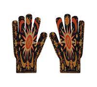 SMBHIAON Womens Knitted Winter Gloves for Cold Weather,Celestial Elements Light Running Gloves Cycling,Moon Planets Anti Slip Knitted Soft Glove for Driving Outdoor(One Size, Mustard Yellow)