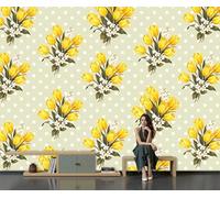 SMBHIAON Yellow Wallpaper 3D Yellow Tulip Bouquet Wallpaper,Retro Floral Pattern Panoramic Wall Murals for Bedroom Living Room Tv Backdrop Hallway Hall Lounge,400 × 280 Cm