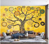 SMBHIAON Yellow Wallpaper Geometric Tree Branch Vortex Wallpaper Modern Art Style Wall Mural 400 × 280 Cm Large Photo Wallpapers for Bedroom Living Room Tv Backdrop Hallway