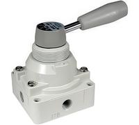 SMC 4/3-Way Hand Lever Operated Pneumatic Valve G1/4'' - VH211-F02
