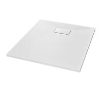 SMC Shower Tray, White, 90 x 70 cm, Flat Shower Tray with Low Threshold, Non-Slip Surface, Durable Floor Tray for Barrier-Free Shower in the Bathroom