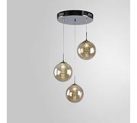 SMCCYYSD 10 Glass Decorate Balls Staircase Chandelier Long Pendant Light Amber Mid Century Modern Hanging Industrial Farmhouse Round Crystal Bubble for High Ceilings Foyer Entryway