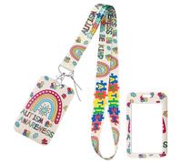 SMCEHEYA Autism Awareness Lanyard - Rainbow ID Card Holder for Kids & Teens