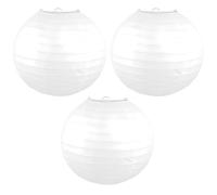 SMCEHEYA Lampshades 3Pcs 20cm/8'' Round White Ribbed Style Paper Lanterns for Bedroom Wedding Birthday Christmas Halloween Party Decoration