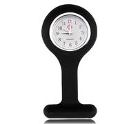 SMCEHEYA Nurse Watch Brooch, Silicone Nurse Fob Watch, Nurse's Essential Fob Watch, Health Care Nurse Doctor Paramedic Medical Brooch Fob Watch - Silicone with Pin/Clip (Black)