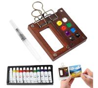 SMCEHEYA Pocket Artist Watercolour Travel Set, Travel Watercolour Paint Palette Set with Metal Clip, Watercolor Pen, Watercolor Paint, Mini Watercolour Paint Set Travel for Painters Artists Students