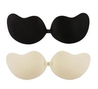 SMCEHEYA Push Up Bra 2Pack Sticky Bra for Women, Breathable & Skin Friendly Comfortable Invisible Stick on Bra, Clear Back for Party Wedding Deep V Backless Clothes and Dresses