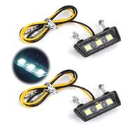 SMCEHEYA Universal LED Motorcycle Number Plate Light 2Pcs | 12V License Plate Rear Light With 3 Super Bright LEDs | Waterproof for All Models of Motorcycles and Quads (White)
