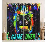 SMchwbc Gaming Curtains - Game Room 100 x 140 cm, Opaque Waterproof Fabric, Set of 2 (1.183 x 160 cm each)