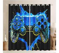 SMchwbc Gaming Curtains, Game Window Curtain, Bedroom 100 x 140 cm, Gamer Opaque Curtain, Waterproof Fabric Gaming Curtain, Set of 2 Opaque (4.100 x 140 cm (2 x 50 x 140 cm))