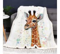 SMchwbc Giraffe Blanket, 150 x 200 cm, Cuddly Blanket, Giraffe Blanket, Flannel Blanket, Giraffes, 3D Print, Forest, Wild Animal, Giraffe, Fluffy Sofa Blanket, 130 x 150 cm Couch Blanket (5.130 x 150