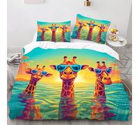 SMchwbc Giraffe Duvet Cover Set Microfibre 135 x 200cm with Zip