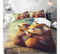 SMchwbc Otter Bed Linen 135 x 200 cm, Cute Otter Duvet Cover for Boys Girls, Otter Animal Bed Linen Set, 3D Print, Ottertier Bed Linen, 100% Microfibre, Animal Red Duvet Cover (200 x 200 cm, 5)