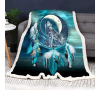 SMchwbc Wolf Blanket 150 x 200 cm Cuddly Blanket Children's Wolf Fleece Blanket 3D Print Forest Wild Animal Wolf Fluffy Blanket Sofa Blanket 130 x 150 cm Couch Blanket Bedspread (8.100 x 140 cm)