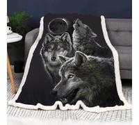 SMchwbc Wolf Blanket 150 x 200 cm Cuddly Blanket Children's Wolf Fleece Blanket 3D Print Forest Wild Animal Wolf Fluffy Blanket Sofa Blanket 130 x 150 cm Couch Blanket Bedspread (10.75 x 100 cm)