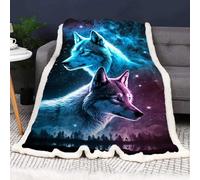 SMchwbc Wolf Blanket 150 x 200 cm Cuddly Blanket Children's Wolf Fleece Blanket 3D Print Forest Wild Animal Wolf Fluffy Blanket Sofa Blanket 130 x 150 cm Couch Blanket Bedspread (6.130 x 150 cm)