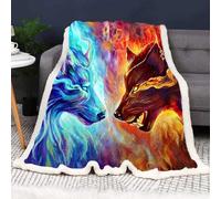 SMchwbc Wolf Fleece Blanket - Cuddly Children's 3D Print Forest Animal Wolf Fluffy Blanket - 150 x 200 cm